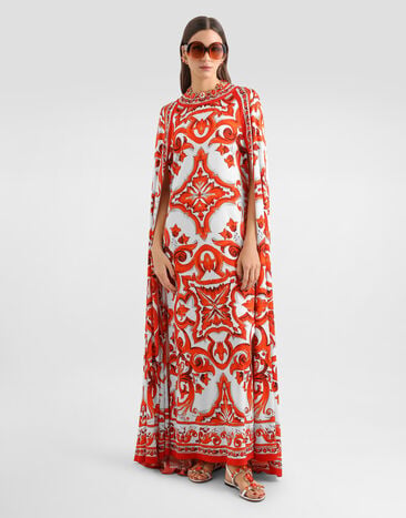 Dolce & Gabbana Majolica-print charmeuse dress Dolce & Gabbana Majolica-print charmeuse dress Multicolor F614YTGDDRJ