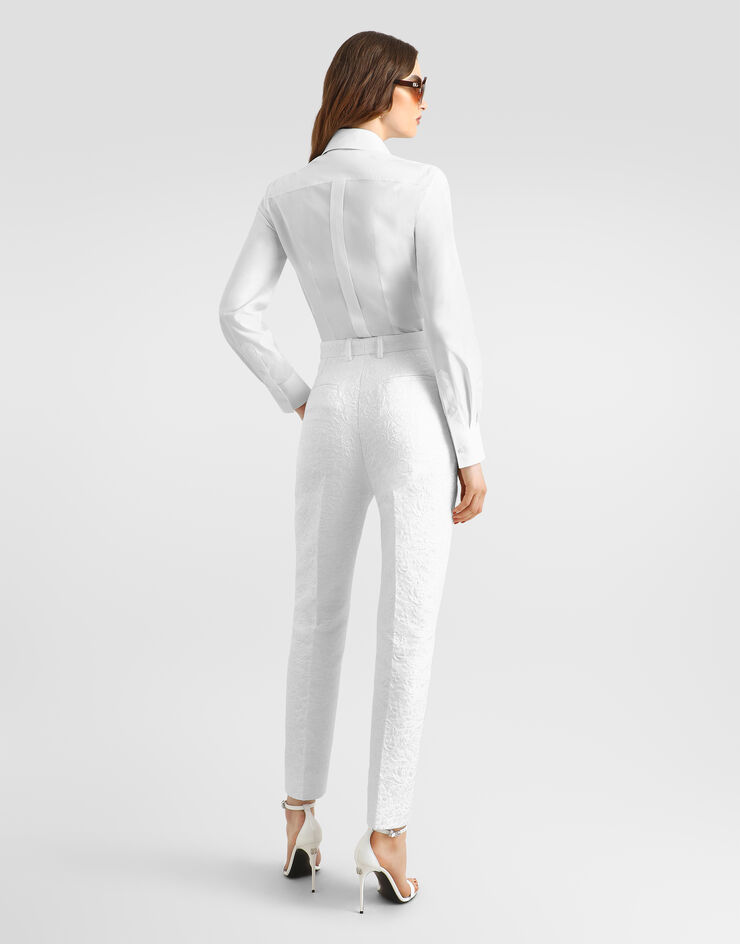 Dolce & Gabbana Camisa en popelina White F5T78ZFUEFM