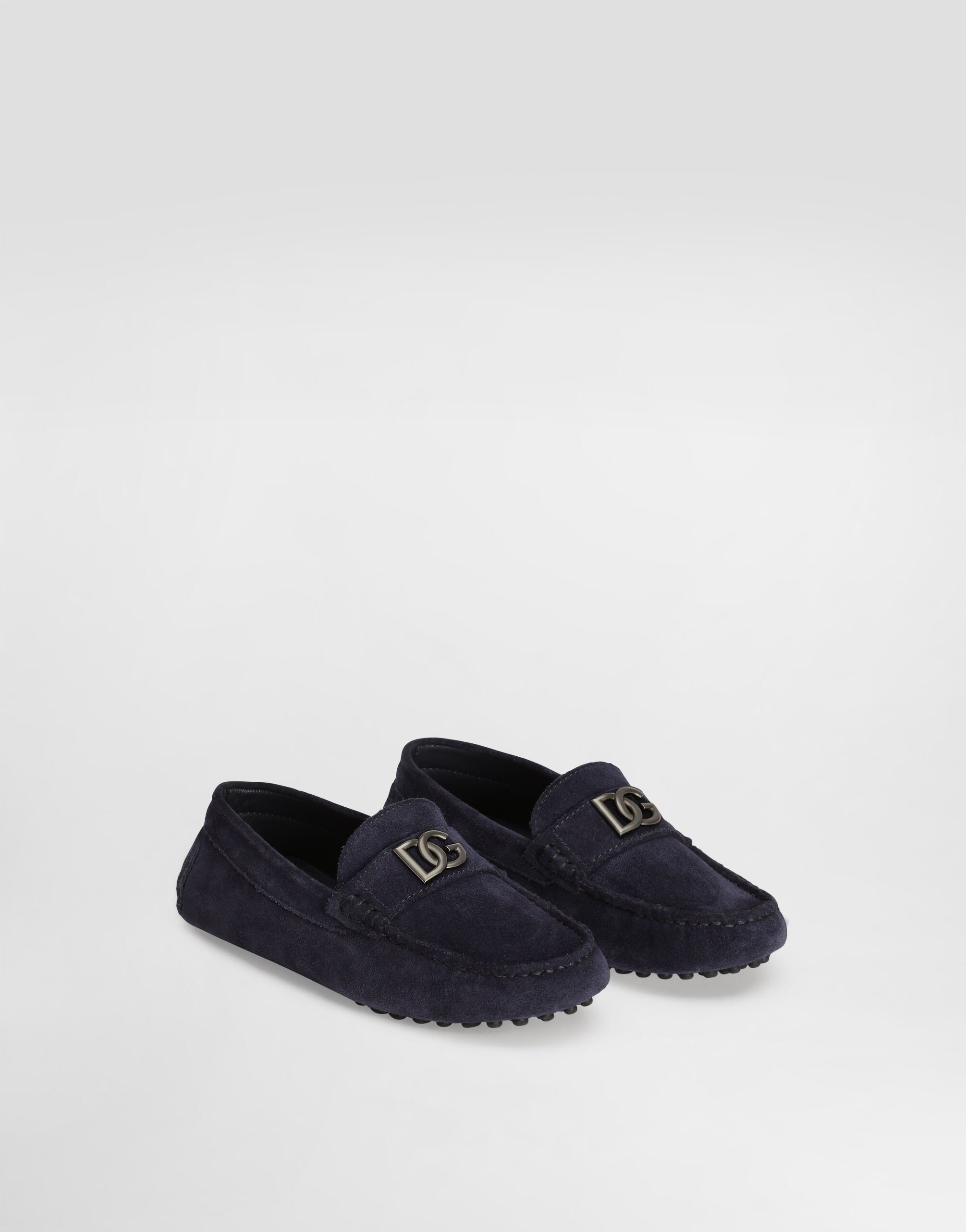 Dolce & Gabbana 青 ローファー Split leather loafers with DG logo in Blue for Men