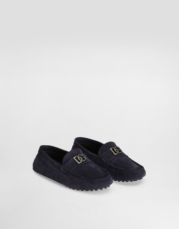 Dolce & Gabbana Mocasín de serraje con logotipo DG Azul DA5268A1250