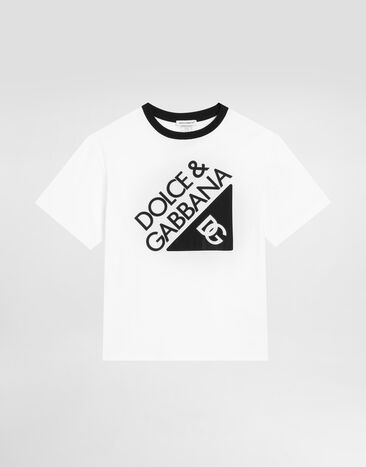Dolce & Gabbana Jersey T-shirt with Dolce&Gabbana logo Blue L4JTHVII7FT