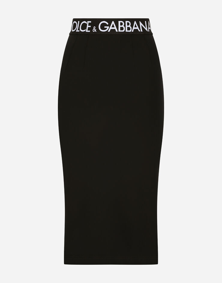 Dolce & Gabbana Technical jersey calf-length skirt Black F4CEOTFUUBD