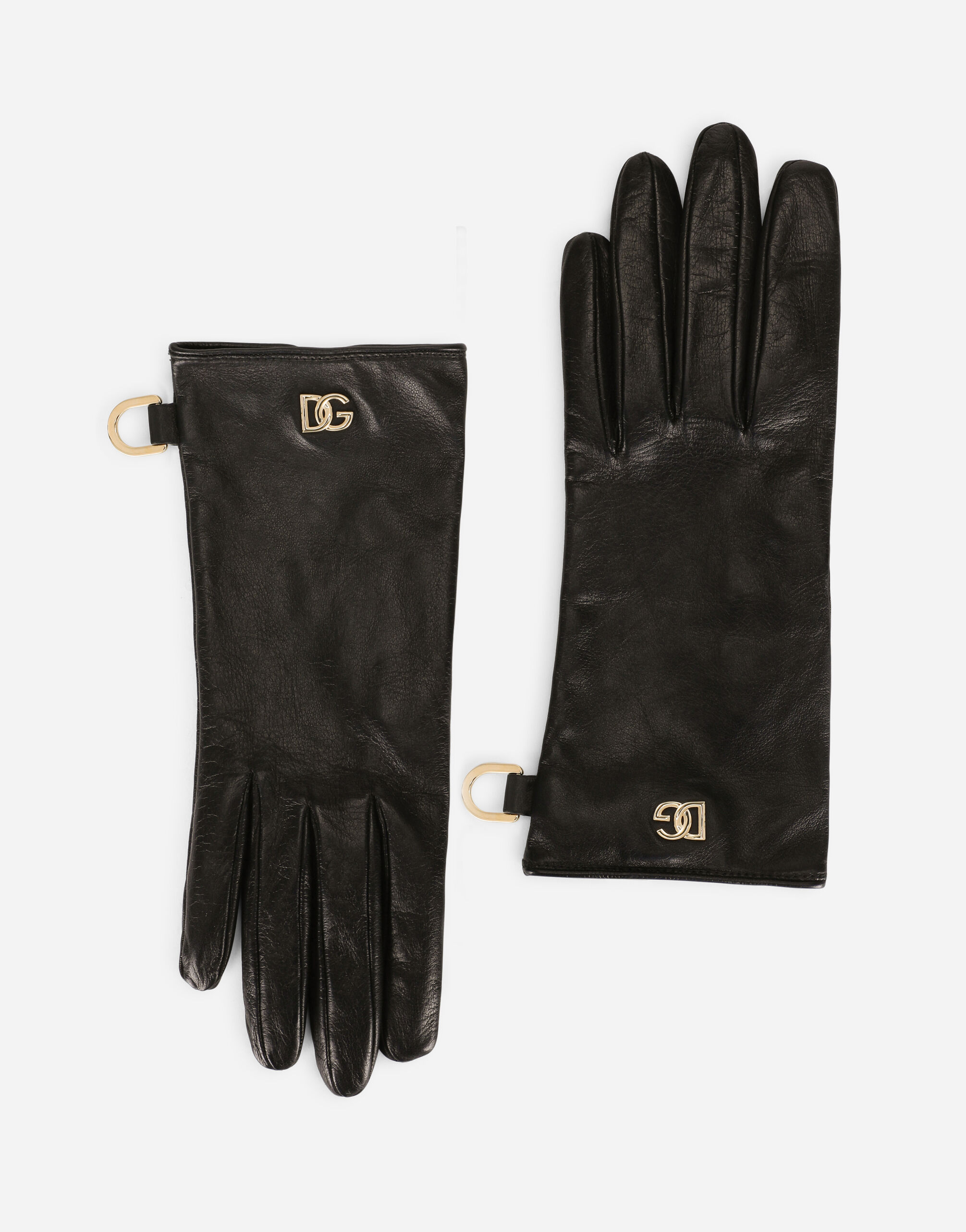 Dolce & Gabbana Nappa leather gloves with DG logo Black FH652AFU2XJ