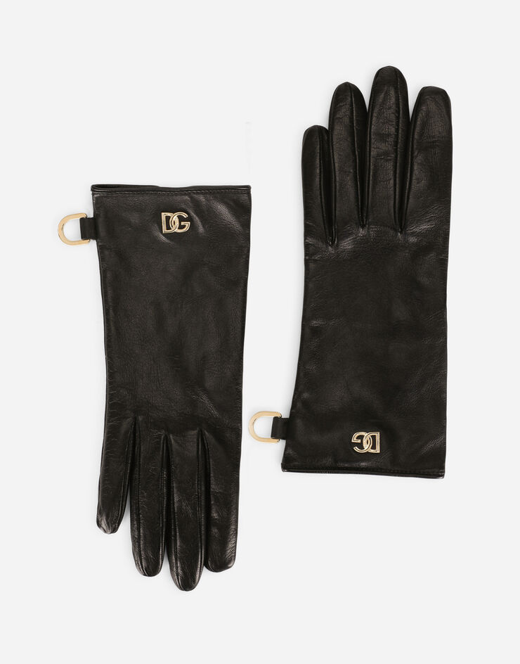 Dolce & Gabbana Gants en cuir nappa à logo DG Noir BF0189AQ630