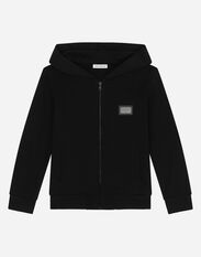 Dolce & Gabbana Zip-up hoodie with logo tag Negro L5JW9NG7L1J