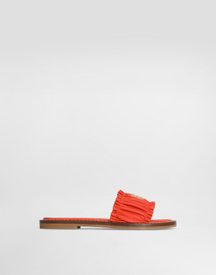 Dolce & Gabbana Flat nappa leather slippers Orange D11373A1850