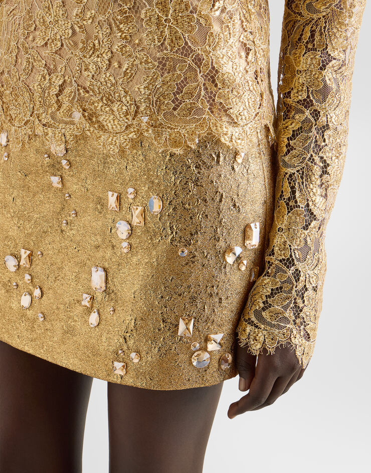 Dolce & Gabbana Jacquard skirt with embroidery Dolce & Gabbana Jacquard skirt with embroidery Multicolor F4DE8ZGDD0V