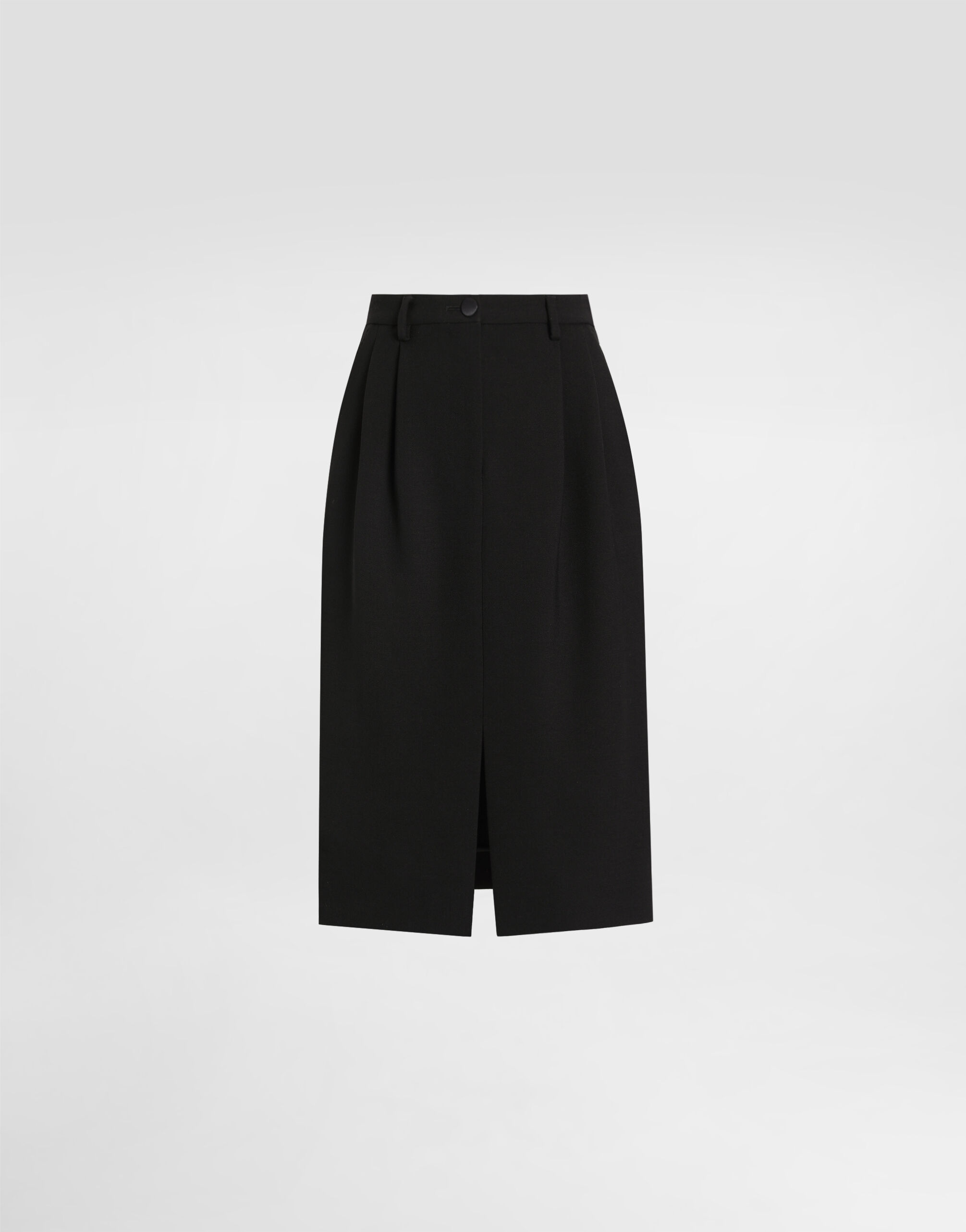 Midi skirt in double wool crêpe in Black for Women | Dolce&Gabbana® US
