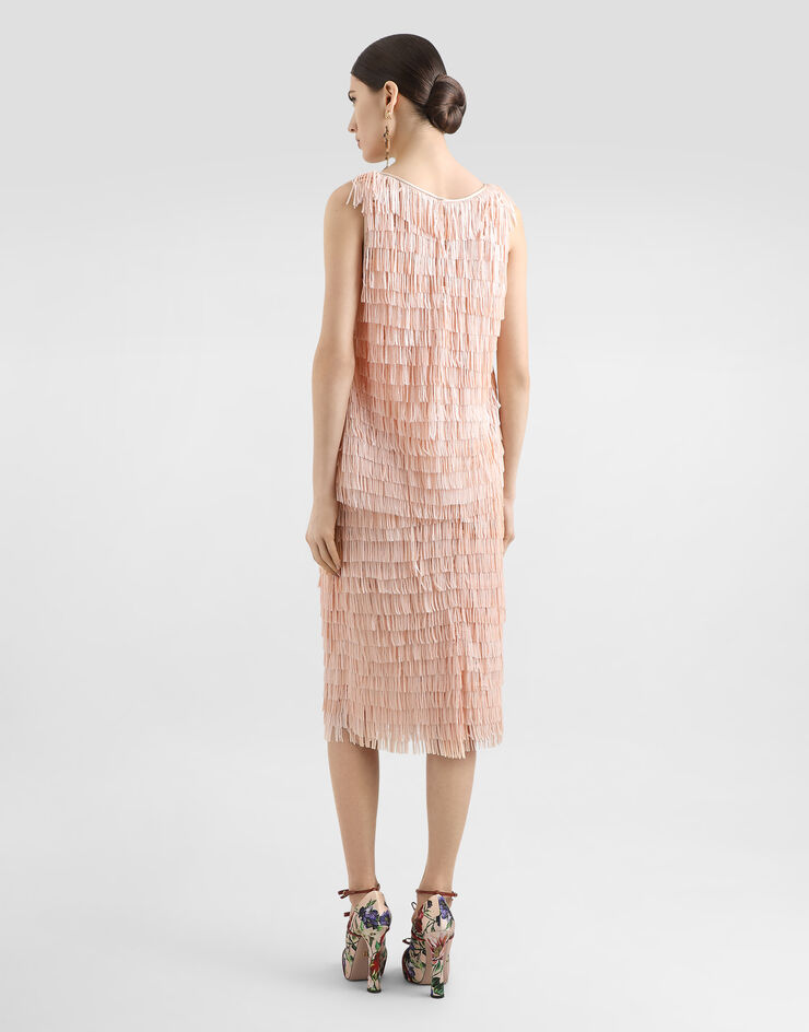 Dolce & Gabbana Ärmelloses Top mit Paillettenfransen-Stickerei Rosa F7AY0TFLSLR