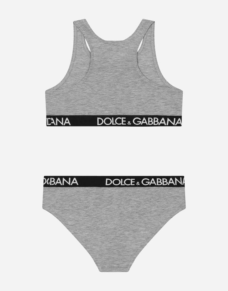 Dolce&Gabbana Jersey underwear set with branded elastic Grey L5J713FUGNE
