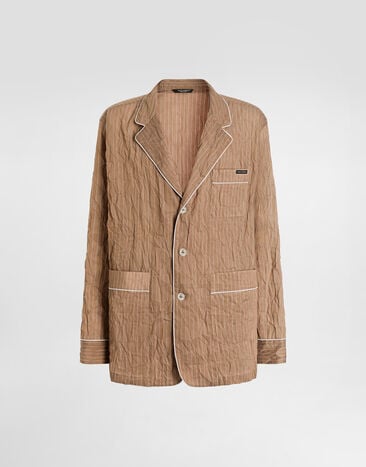 Dolce & Gabbana Crinkled striped fabric shirt-style vanity robe Multicolor G2WK2TFBMFT