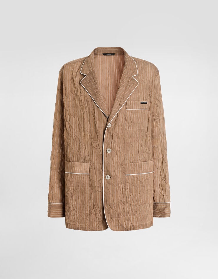 Dolce & Gabbana Crinkled striped fabric shirt-style vanity robe Multicolor G2WK2TFBMFT