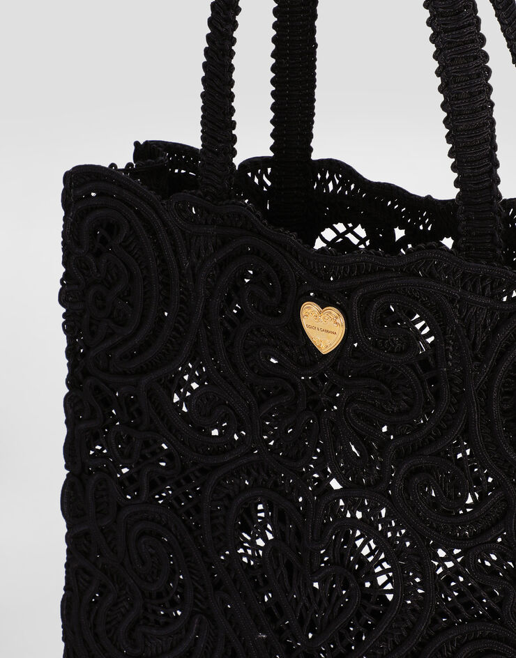 Dolce & Gabbana Mittelgroßer Shopper Beatrice aus Kordelspitze SCHWARZ BB6927AW717
