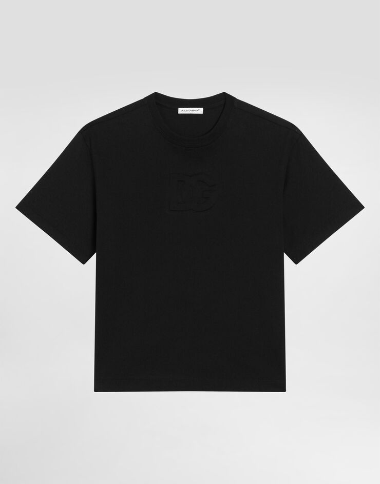 Dolce & Gabbana Jersey T-shirt with DG logo Black L4JTHVG7O5R