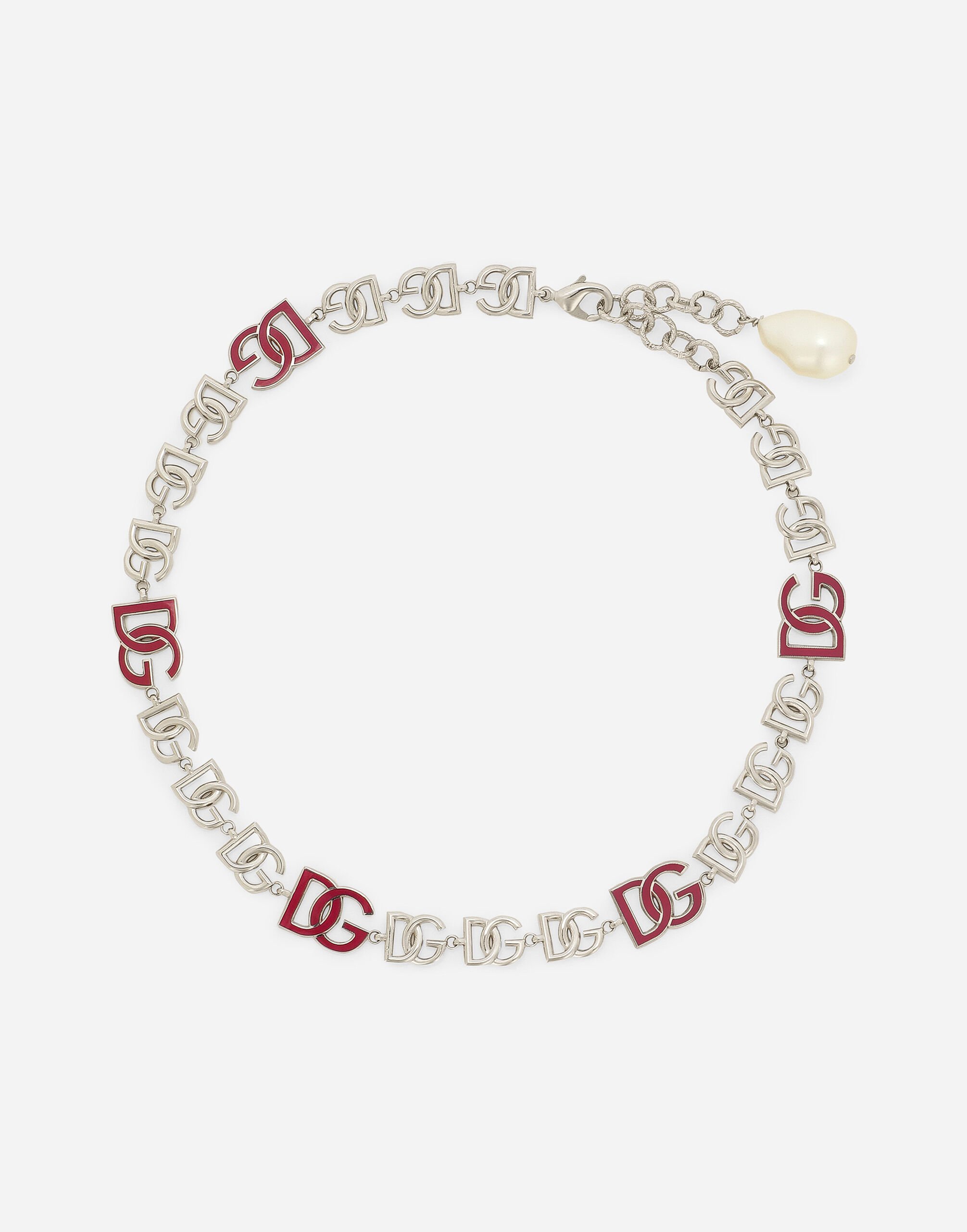 Dolce & Gabbana Short necklace with DG multi-logo Silver WBQ4S2W1111