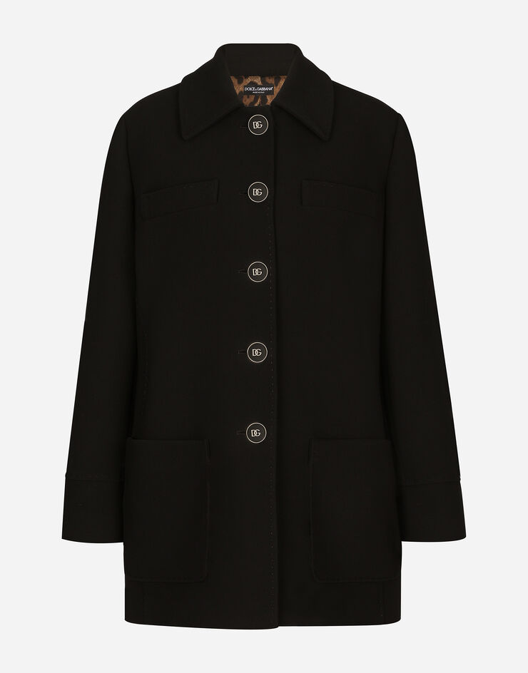 Dolce & Gabbana Double crepe peacoat with galalith buttons Black F0C1ITFU3QE