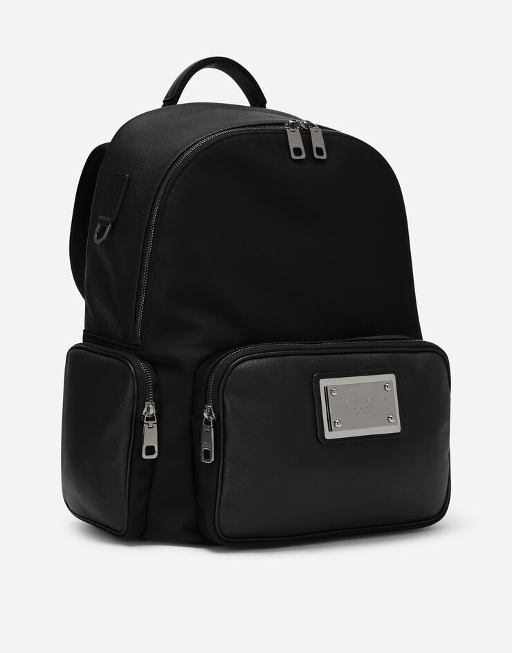 Dolce & Gabbana Zaino in pelle di vitello granata e nylon Nero BM2247AD447