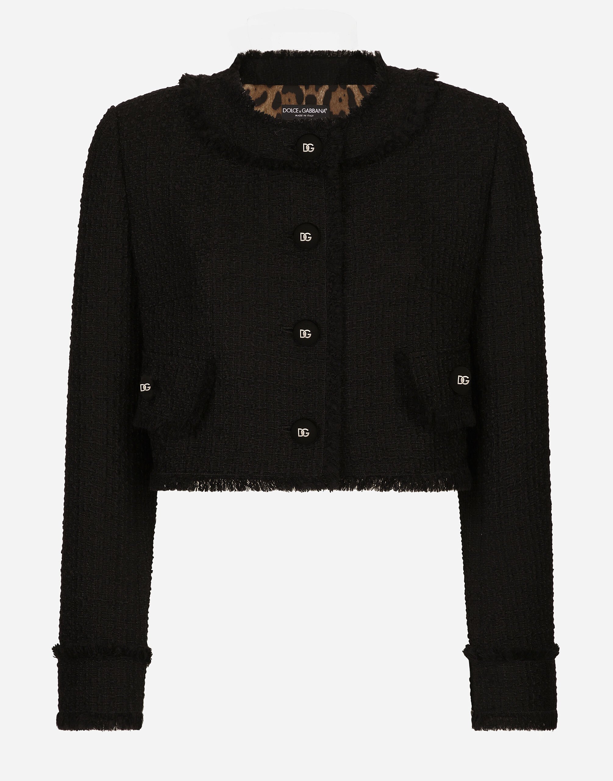 Dolce & Gabbana 쇼트 라셸 트위드 재킷 인쇄 F29UDTIS1P4