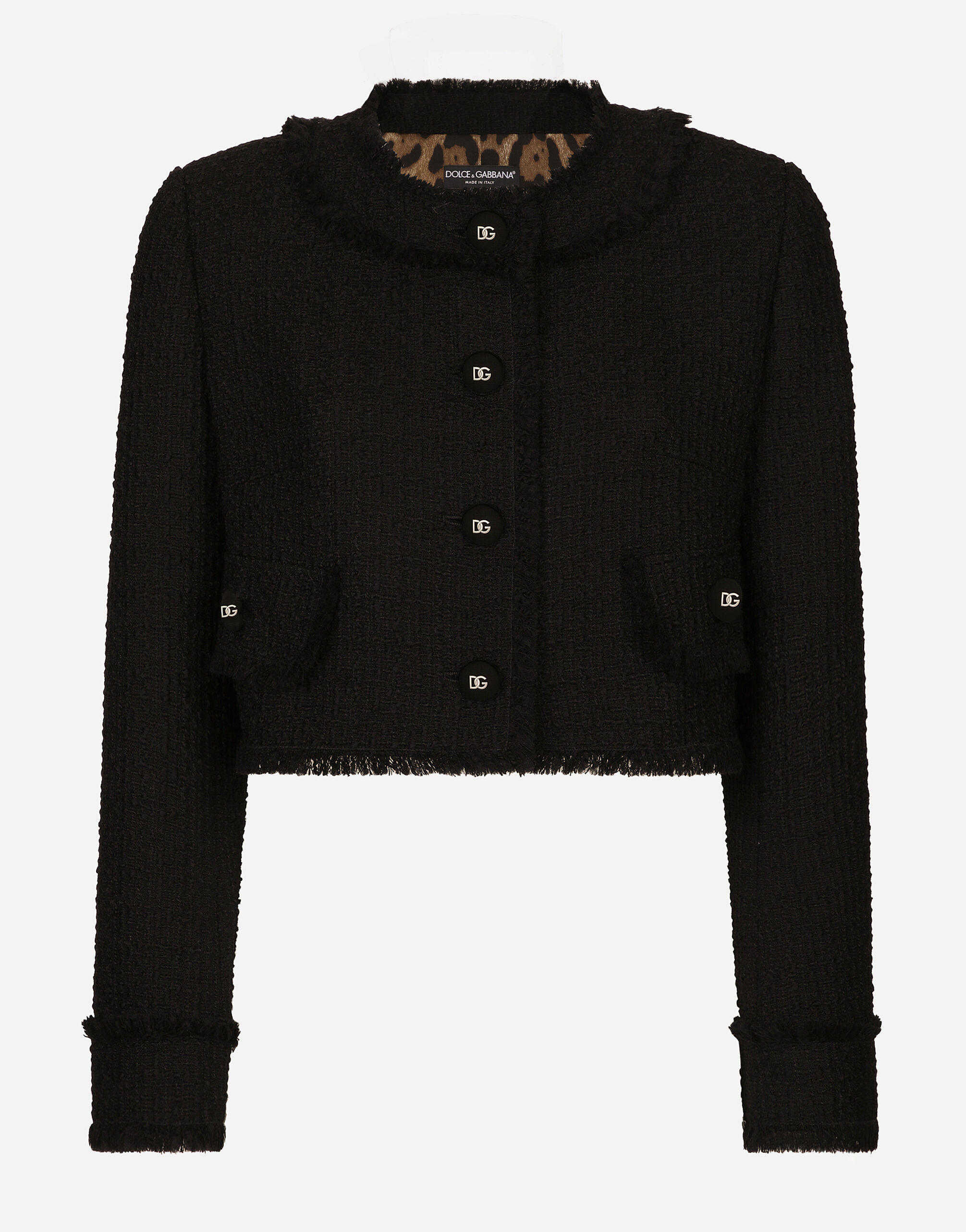 Dolce & Gabbana Short raschel tweed jacket Black F27AGTFMTAC