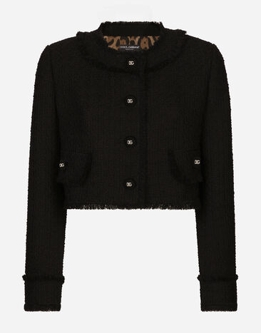 Dolce & Gabbana Short raschel tweed jacket Black F26X8TFMMHN