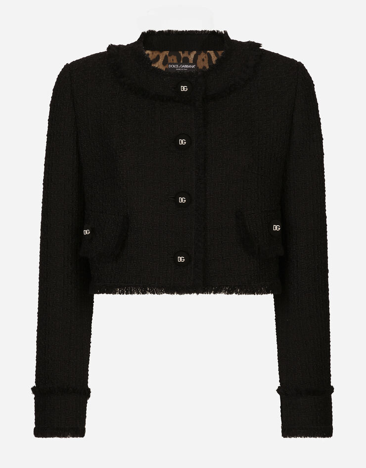 Dolce & Gabbana Short raschel tweed jacket Black F26X8TFMMHN