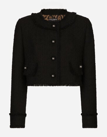 Dolce & Gabbana Giacca corta in tweed rachel Stampa F29UDTIS1P4