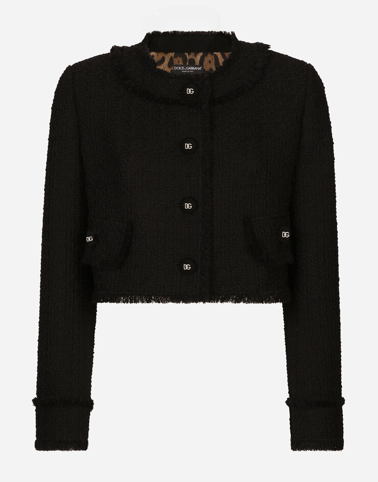 Dolce & Gabbana Chaqueta corta de tweed raschel Negro F26X8TFMMHN