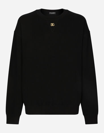 Dolce & Gabbana Jersey de cuello redondo en cachemira con logotipo DG Negro GXK88TJAWK8