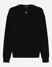 Dolce & Gabbana Cashmere round-neck sweater with DG logo Multicolor GXX13TJFMY4