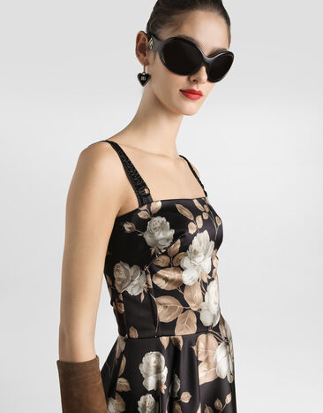 Dolce & Gabbana Vintage rose-print satin dress Print F6TYFTFSIB8