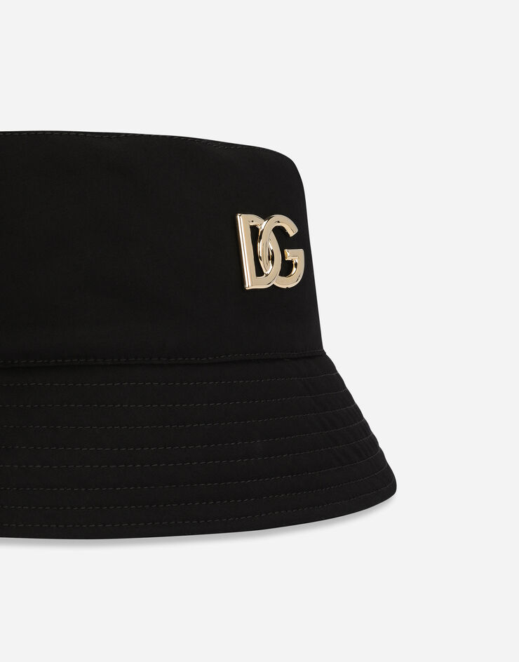 Dolce & Gabbana Sombrero de pescador de algodón elástico con parche Negro GH701AGF089