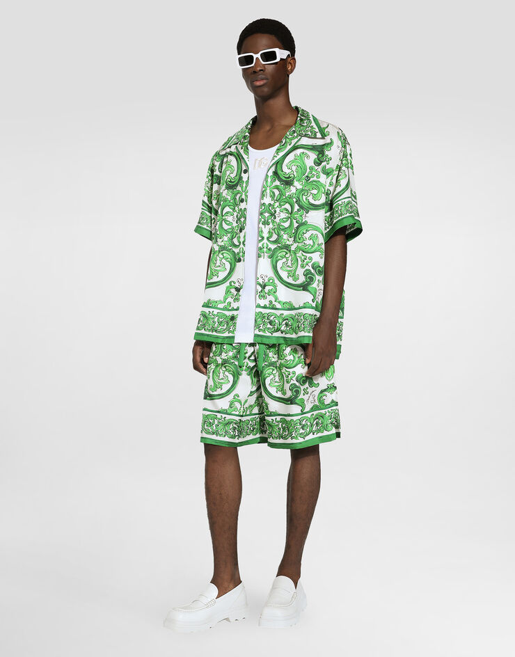 Dolce & Gabbana Bermuda jogging in seta stampa Maiolica Stampa GV37ATHI1S6
