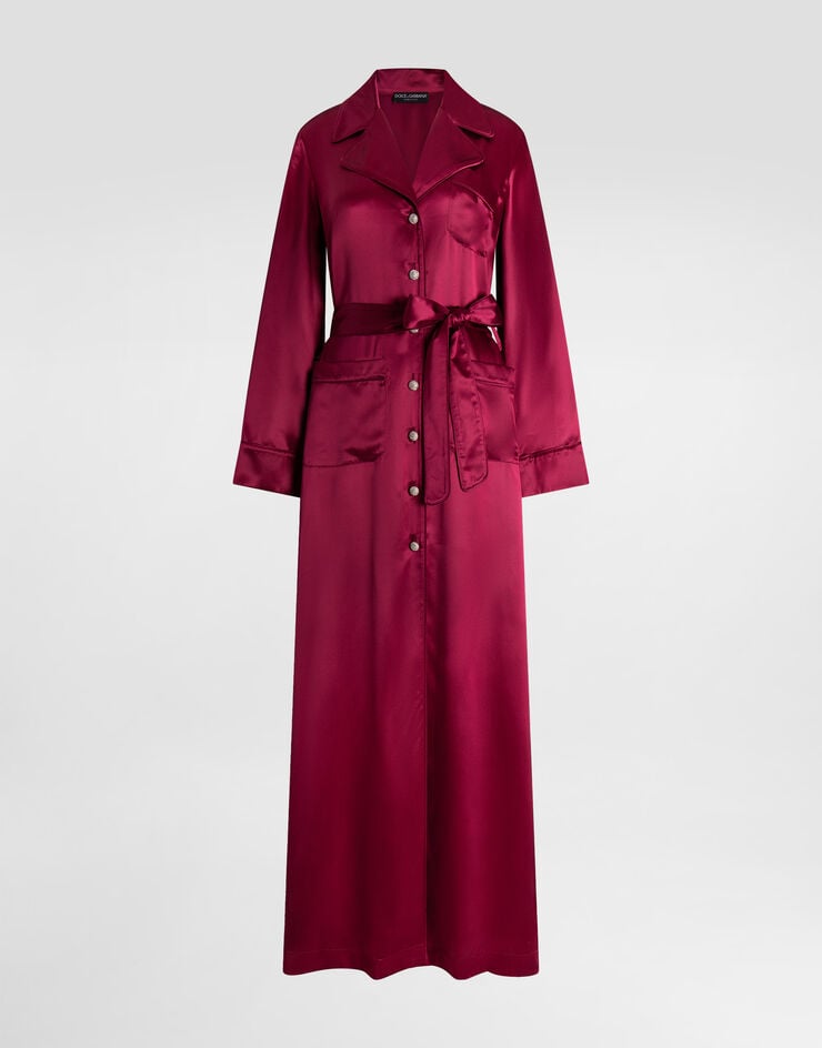 Dolce & Gabbana Single-breasted silk satin robe-style coat Bordeaux I0B65ZFU1AU