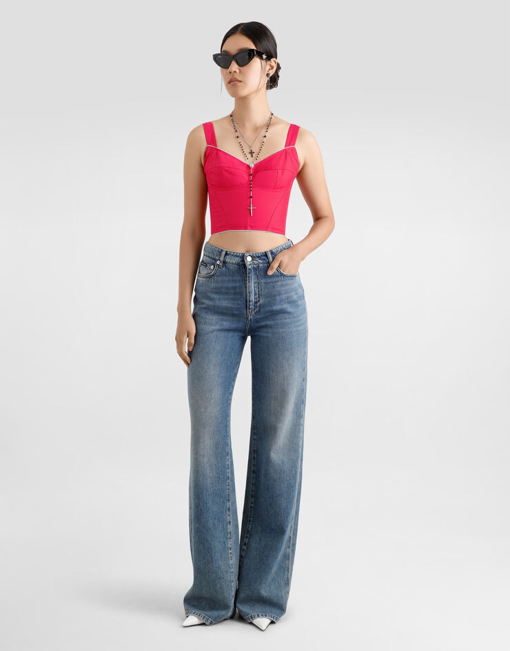Dolce & Gabbana Top bustier de algodón Fucsia F7W98TFU61A