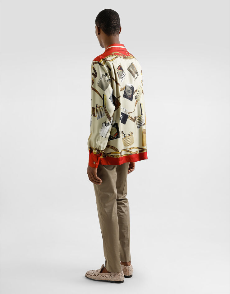 Dolce & Gabbana ライタープリント シルク シャツ プリ G5IF1THI1VN