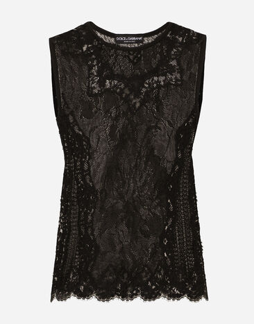 Dolce & Gabbana Jacquard-Rundhalspullover mit Ajourmuster Schwarz FXT02TJFMFV