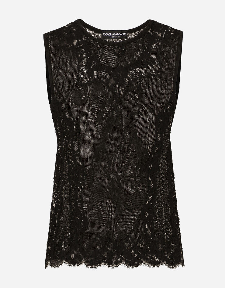 Dolce & Gabbana Jacquard-Rundhalspullover mit Ajourmuster Schwarz FXT02TJFMFV