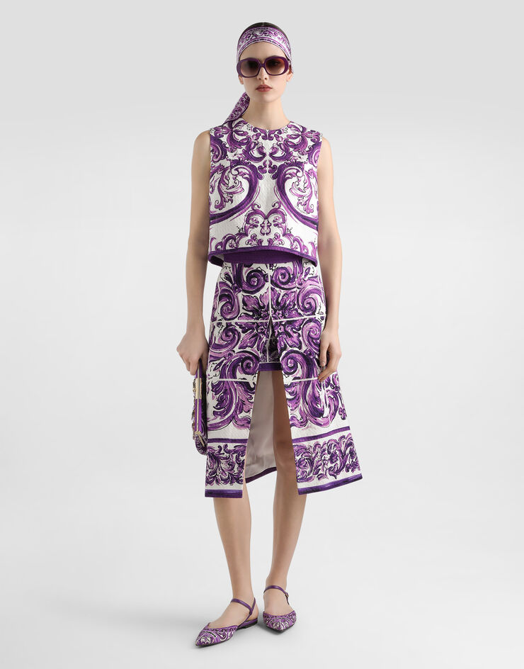 Dolce & Gabbana Gonna stampa maiolica Multicolore F4C4VTFP9AK