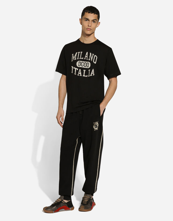 Dolce & Gabbana Cotton T-shirt with DG logo print Black G8PN9TG7NPV
