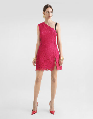 Dolce & Gabbana Floral cordonetto lace minidress with slit Pink F6TJUTHLMII