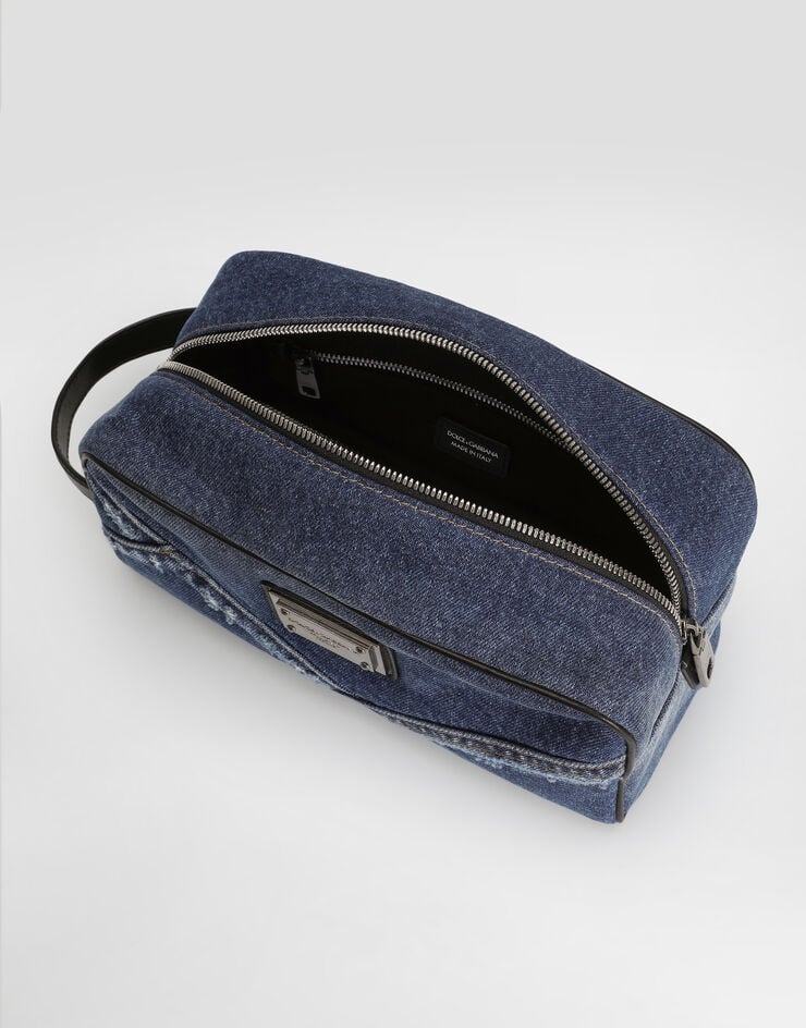 Dolce & Gabbana Denim patchwork necessaire Blue BT0989AY768