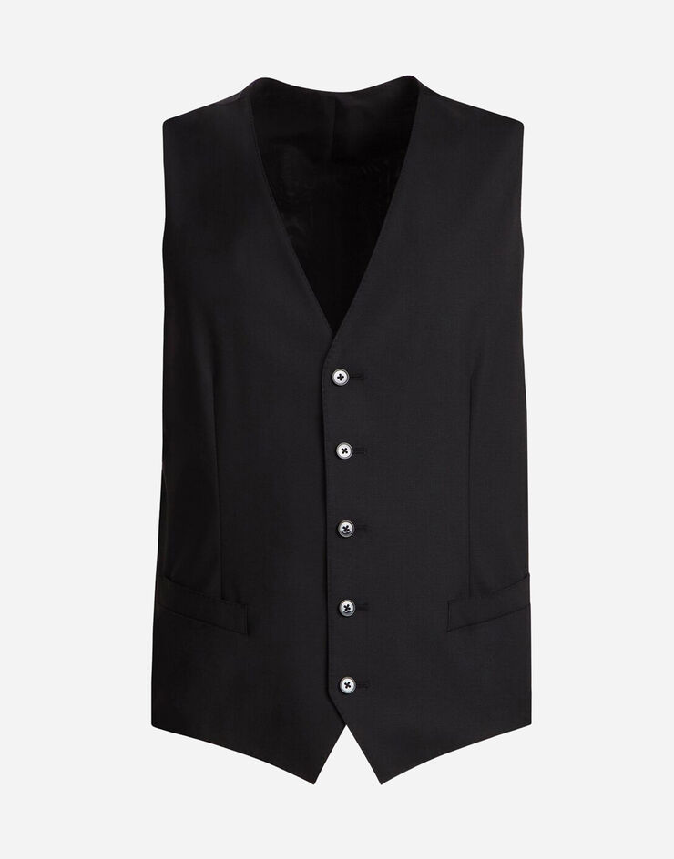 Dolce & Gabbana Five button vest in wool Black G7505TFUBBG