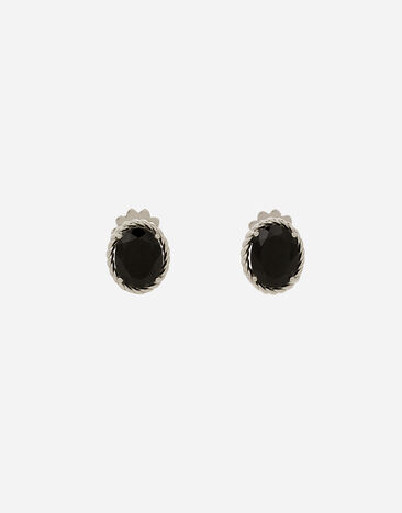 Dolce & Gabbana Pendientes Anna en oro blanco de 18 kt con espinelas negras Blanco WEQA1GWSPBL