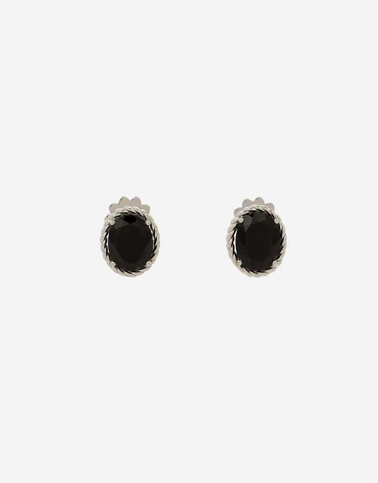 Dolce & Gabbana Boucles d’oreilles Anna en or blanc 18 ct avec spinelles noirs Blanc WEQA1GWSPBL