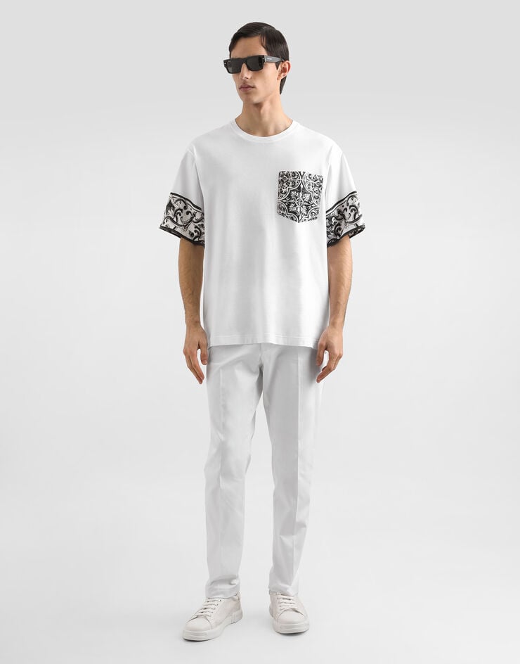 Dolce & Gabbana Short-sleeved t-shirt with majolica print White G8SB2TG7O8Y