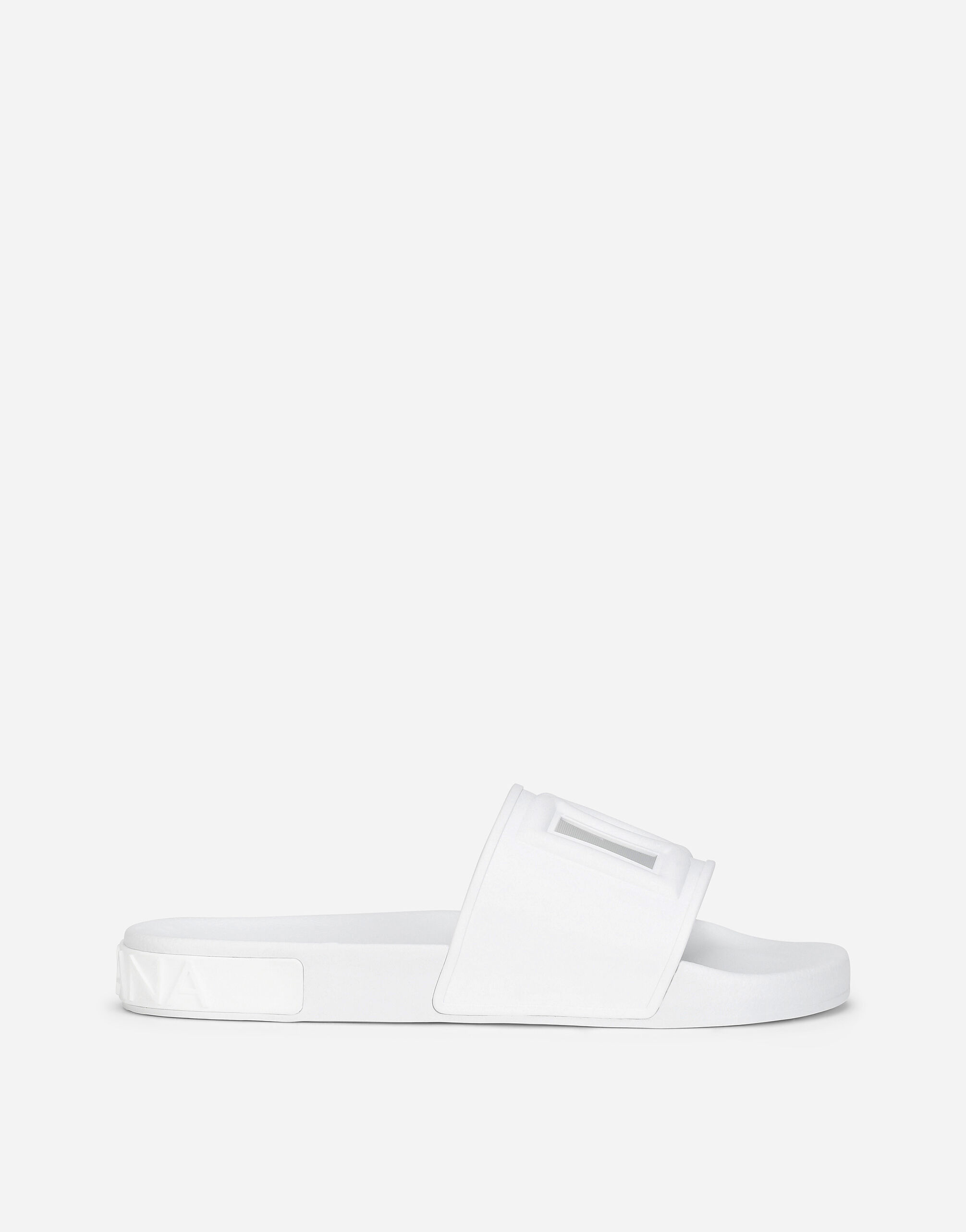 Dolce & Gabbana Rubber beachwear slides with DG Millennials logo White CS1886AO666