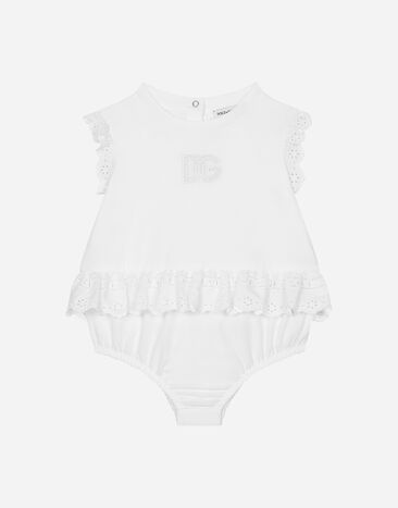 Dolce & Gabbana Embroidered poplin and jersey romper suit White L11O90G7N3H