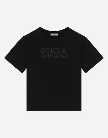 Dolce & Gabbana T-shirt in jersey con logo Dolce&Gabbana Nero L4JTHUG7N0D