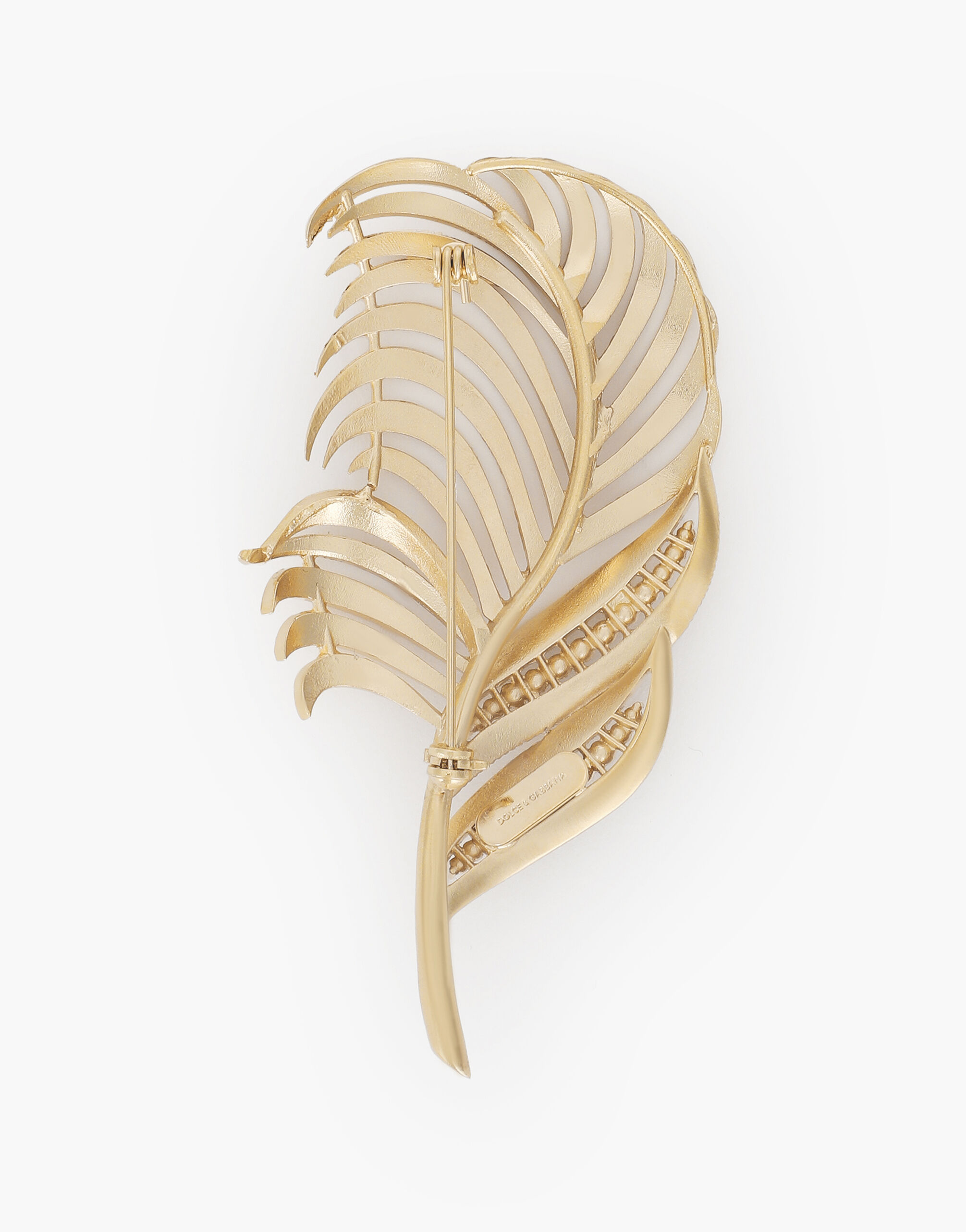 ゴールドのメンズ ラインストーン フェザー ブローチ | Dolce&Gabbana®