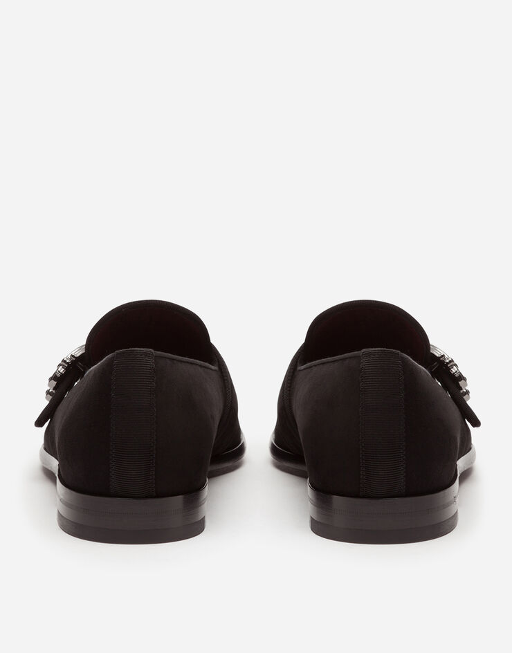 Dolce & Gabbana Suede loafers with baroque DG logo NOIR A50411A1275